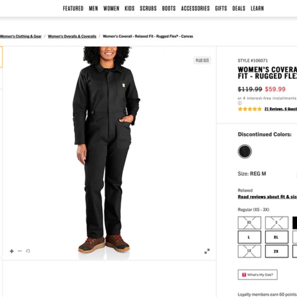 313 Carhartt Womens Rugged Flex Canvas Coverall S 4-6 Regular Black NWT - Picture 2 of 6